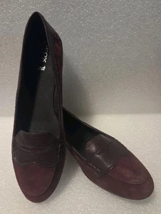 Geox Respira Women's Suede Loafers Burgundy Driving Moccasins Size EU 39 US 8 - Picture 1 of 14