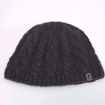 The North Face 棕色电缆针织豆豆羊毛丙烯酸羊驼二手状况完好 — 第 1/4 张图片