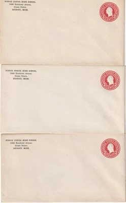 Detroit MI      Pierce Junior High School      4 Embossed  2c Envelopes - Image 1 of 4
