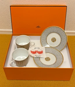 Hermes Tea Cup Saucer Mosaique Au 24 Gold 2 Pieces Pair Tableware Serveware - Picture 1 of 6