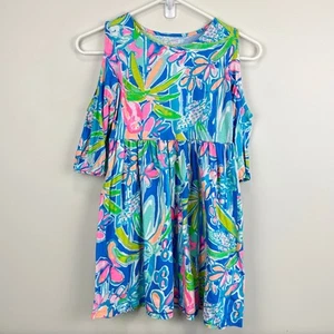 Lilly Pulitzer Girls Pop Up Jungle Hoppin Linn Cold Shoulder Dress Large 8-10 - Picture 1 of 6