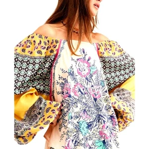 Free People Fairy Boho Top Paisley Floral Gypsy Festival Landhaus Langarm S - Bild 1 von 9