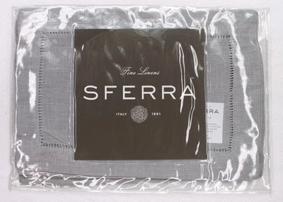 Juego de 4 servilletas de cóctel de lino oblongas SFERRA Festival 6" x 9" en gris plata Foto 1 de 4