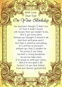 Mit Liebe lieber Papa zum Geburtstag A5 Karte für Papa Vater Geburtstag Andenken - Bild 1 von 4