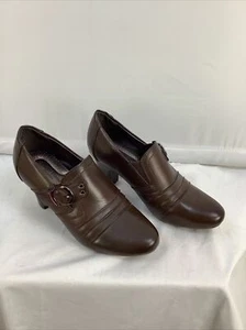 PIERRE Dumas Women's size 6M Brown Heel Shoes slip on pumps block heel - Picture 1 of 10