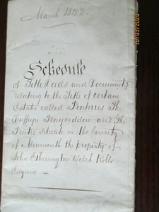 INDENTURE. MONMOUTHSHIRE HIGH SHERIFF JOHN ETHERINGTON WELCH ROLLS  DATED 1842 - Picture 1 of 6