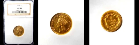 1878 $3 NGC AU58- PQ THREE DOLLAR Cover