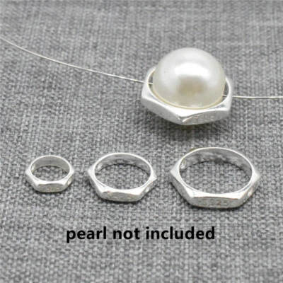 10 piezas de marcos de cuentas hexagonales a granel de plata de ley 925 aptos para perlas de 4 mm 6 mm 8 mm 10 mm Foto 1 de 4