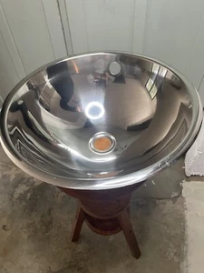 Round Stainless Steel Sink 39cm Kitchen Bathroom Caravan Campervan - Picture 1 of 8