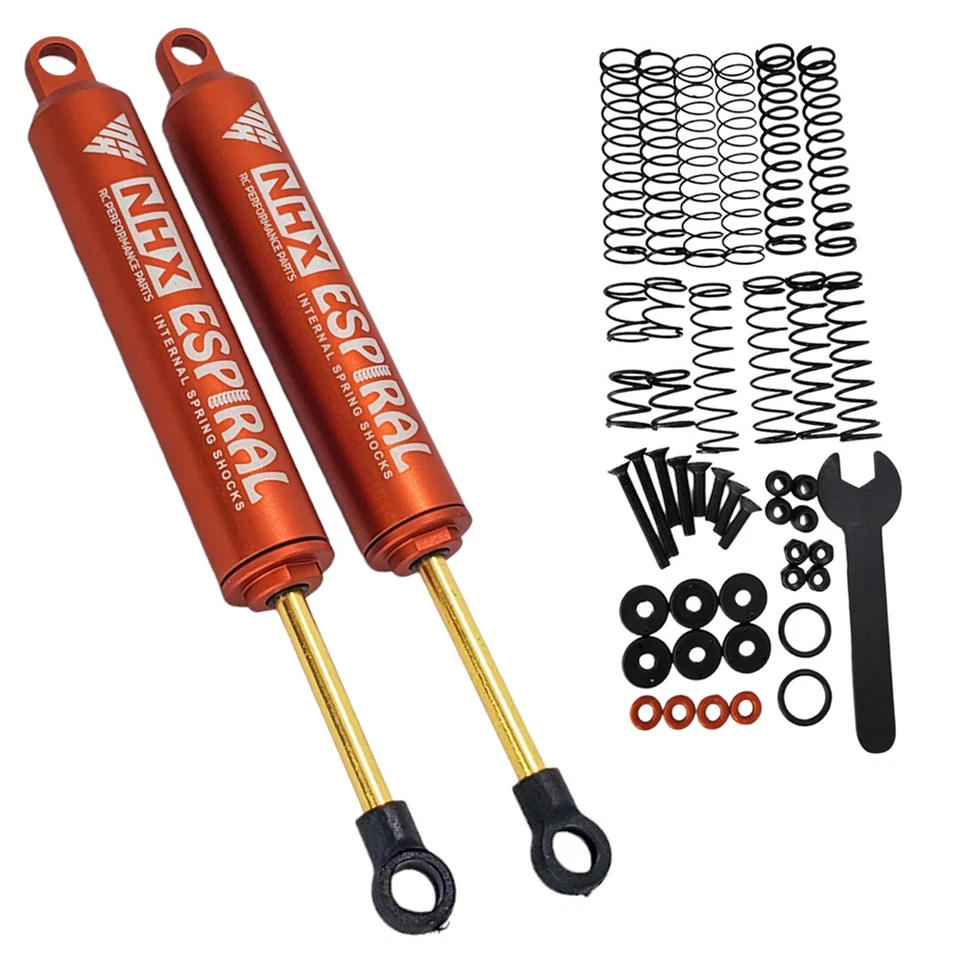 NHX RC 120mm Espiral Two Stage Internal Spring Damper Shocks (2) Orange