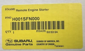 Genuine Subaru Remote Engine Starter - Push Start H001SFN000 - Picture 1 of 1