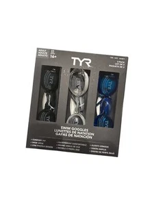 TYR Unisex Adult Swimming Goggles 3 Pack UV Protection Anti-fog 4 Removable Nose - Picture 1 of 2