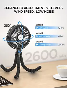 26000 mAh portable battery powered fan, wind speed 3-speed adjustable fan - Picture 1 of 6