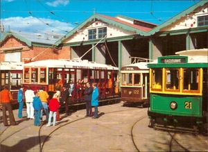 Bendigo Vintage Tramway Depot Trams Postcard. Vintage 70s Old - Picture 1 of 2