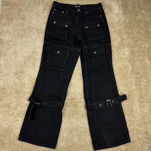 Hot topic mens jeans 29x32 cargo Pant front pockets Straps buckle goth punk emo - Picture 1 of 19