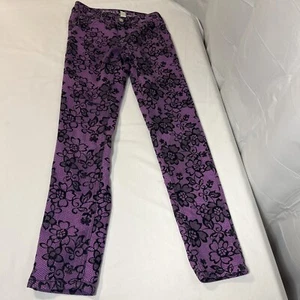 Justice Jeans Girls Size 10 S Purple and Black Premium Lace Print - Picture 1 of 12