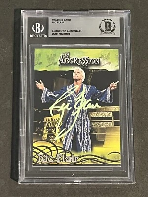 RIC FLAIR 2003 FLEER WWE AGGRESSION SIGNED AUTOGRAPHED CARD BAS AUTHENTIC - Image 1 of 2