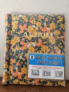 VTG Satin Floral Photo Album Magic Magnetic. Gold Peach. 20 Page. New & Sealed! - Picture 1 of 9