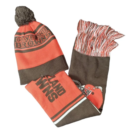 NFL Team Apparel Cleveland Browns Unisex Knit Scarf and Hat Set Youth Cover