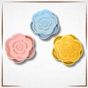 Dog Bowl Ceramic Slow Feeder for Messy Eaters Heavy Durable - Flower - 3 colors - Picture 1 of 9