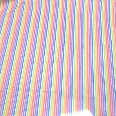 Michael Miller Cotton Quilt Fabric 1 Yd X 44"  Rainbow Pastel Mini Stripes  - Image 1 of 4