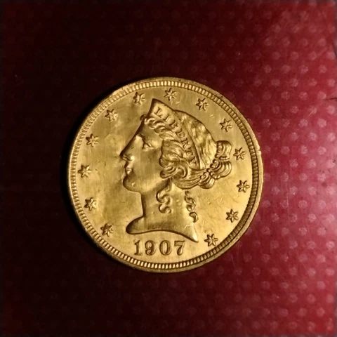 1907-D US $5 Coronet Gold Half Eagle, Uncirculated, Uncertified Cover