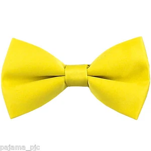Yellow Kid's Straight Cut Solid Pre-tied Strap Bowtie Boy's Bowtie - Picture 1 of 1