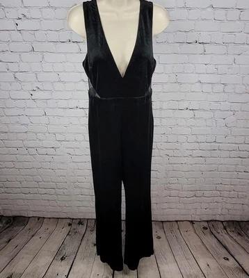 Jersey Lulus Negro Terciopelo Elástico Floral Malla Recortada Talla Mediana M Foto 1 de 4