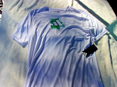 全新带标签 Adidas T、Youth L、14/16 或 XL、18/20、白色、聚酯纤维、logo — 第 1/4 张图片