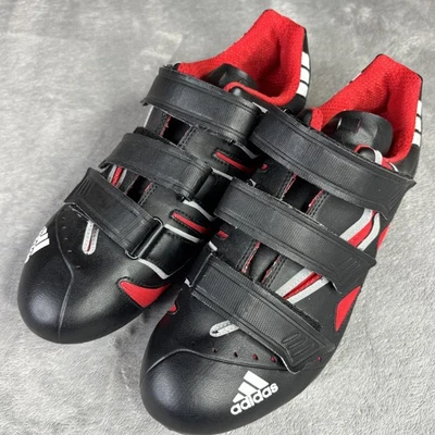 Zapatos de ciclismo de carretera Adidas vintage para hombre 10,5 negros rojos 3 correas sin clip Foto 1 de 4