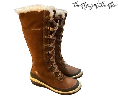 Botas de inverno femininas Timberland de couro genuíno com cadarço tamanho 7M marrom castanho ❄️ - Imagem 1 de 4