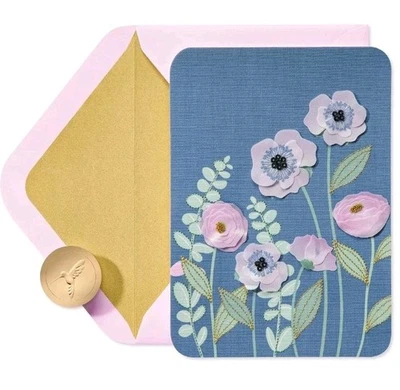 Papyrus Multipurpose Blank Card 3D Flowers 💐 Thank You, Thinking Of You...  - Image 1 of 4