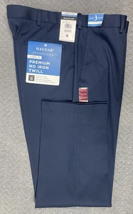 Pantalones de vestir premium Haggar para hombre cintura cómoda oculta azul marino oscuro 36x29 nuevos con etiquetas - Imagen 1 de 16