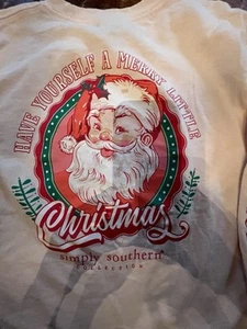 Simply Southern Christmas Santa Graphic Tee Light Pink Youth Medium - Picture 1 of 5