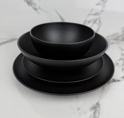 Le Creuset Fine China Dinnerware Set – Matt Black Plates&Bowls Rare Discontinued - Image 1 of 4