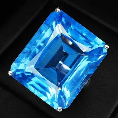 Luscious anelli in argento sterling 925 con topazio blu neon 22,50 ct e oro... - Immagine 1 di 4