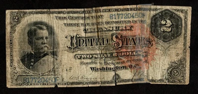 $2 1886 Silver Cert, Fr. 240 VERY CHEAP HANCOCK - ORNATE BACK Fine - Image 1 of 2