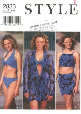 Style 2833 Swim Cover Up Jacket & Sarong Skirt Sz 6-12 CUT INCOMPLETE **READ** - Image 1 of 4