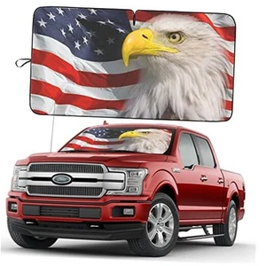 Truck American Flag Windshield Sun Shade Double-Layer 240T Material car Eagle - Picture 1 of 8