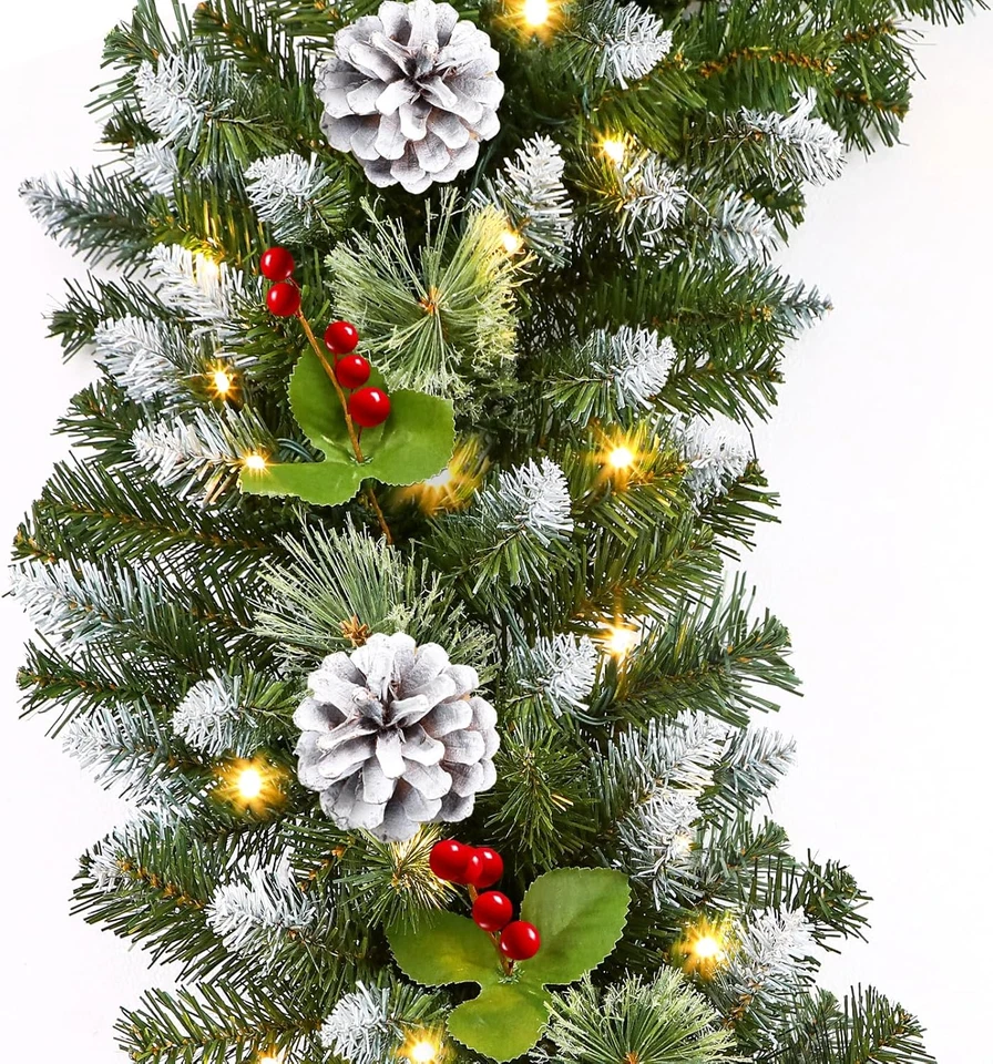 Shareconn 9FT Prelit Artificial Christmas Garland with Color Changing Lights and