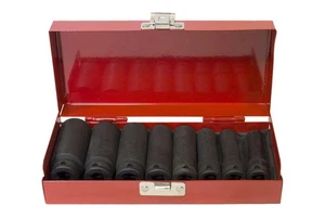 Juego de enchufes de impacto profundo métrico de accionamiento de 3/8" 8-19 mm (8 piezas) 2,5" de profundidad (Jq-65-38-8set) - Imagen 1 de 1