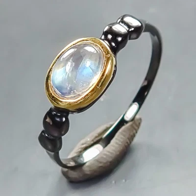 Handmade Natural Moonstone Ring 925 Sterling Silver Size 7 /R439474 - Image 1 of 4