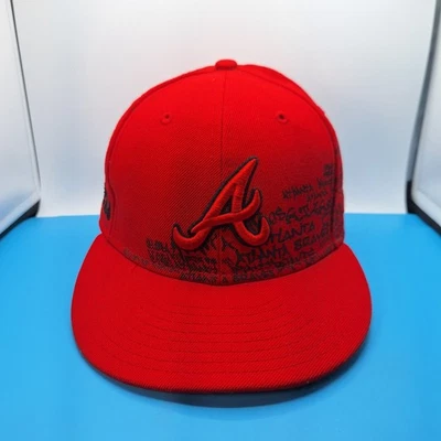 Vintage Atlanta Braves Wool Hat Cap Fitted 7 1/8 Fitted New Era 59Fifty Red - Image 1 of 4