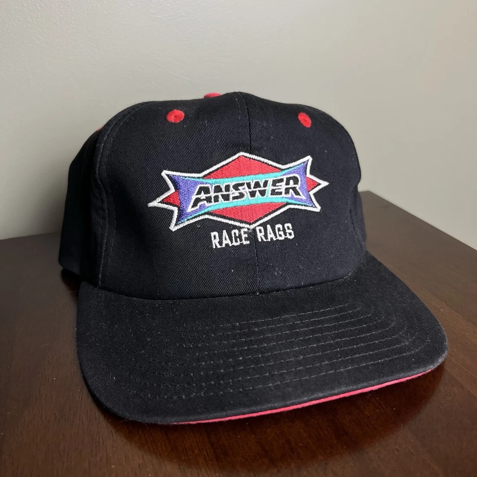 Gorra de Motocross de Colección Gorra Negra Respuesta Carreras MX Moto Moto Moto Motocicleta Años 90 Foto 1 de 4