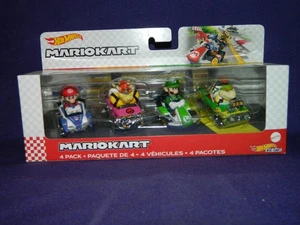 Hot Wheels Mario Kart 4 Pack Mario Bowser Luigi Bowser Jr NIB - Picture 1 of 7