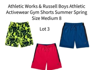 Athletic Works & Russell Boy Athletic Activewear Gym Shorts Summer Spring Sz M 8 - Picture 1 of 9