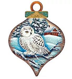 G DeBrekht Designocracy weiß Eule Tropfen Holzornament - Bild 1 von 1