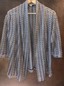 Chicos 1 M Cardigan Women Travelers Collection Shadow Lines Silver Black Open🧡 - Picture 1 of 9