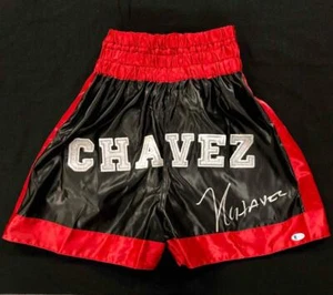 Julio Cesar Chavez autograph signed black/red Boxing Trunks ~ Beckett BAS COA - Picture 1 of 6