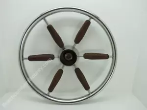 Authentic Stainless Steel & Wood Boat Wheel -(XR10-2321) - Picture 1 of 7